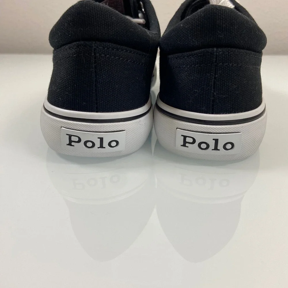 Polo Ralph Lauren Boys 5 Black Canvas Faxon Low Sneaker Pony Logo NWOB Preppy‎
